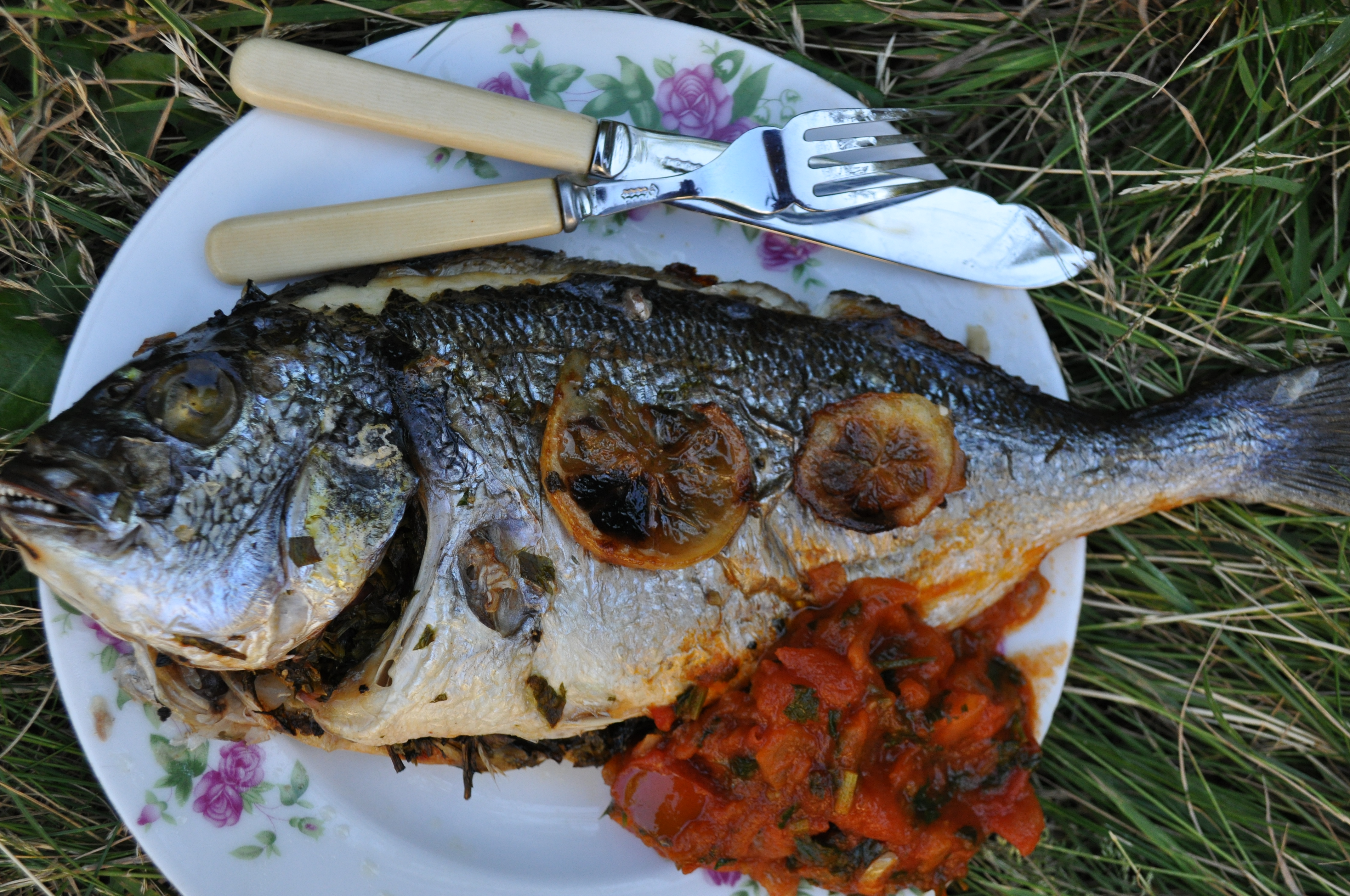 Stuffed Sea bass (fish) - Hook, line and sinker! - A Maltese Mouthful